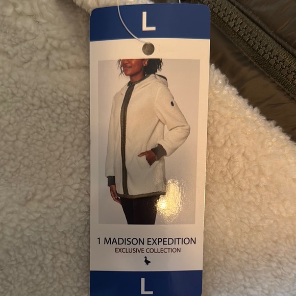 Women's White and Green Hooded Jacket - Picture 3 of 7